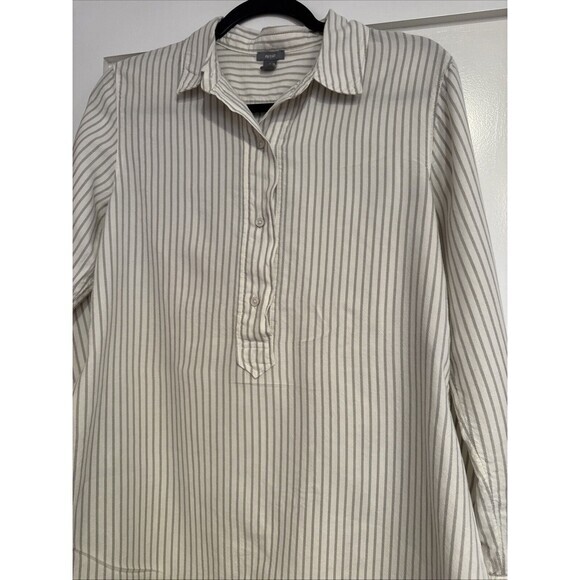 Aerie White Tunic top Womens Small Slit Blend Popover Long Sleeve Collared - Picture 4 of 11